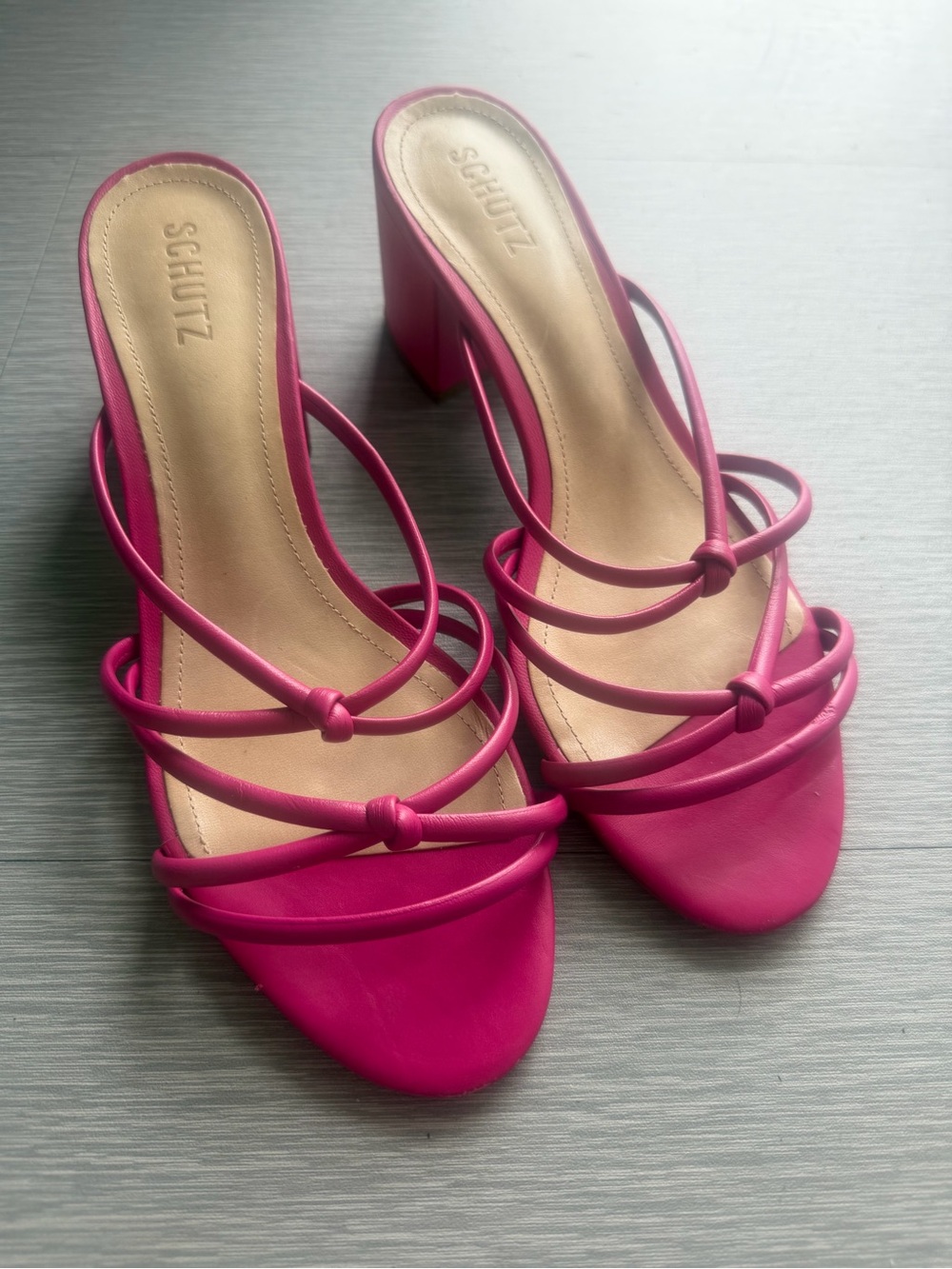 Schutz Princey Hot Pink Strappy Block Heel Sandals 10B NWOB - Picture 9 of 12